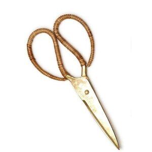 NWT CANE WRAPPED GOLD HAND-FORGED SCISSORS 9" IRON AND CANE